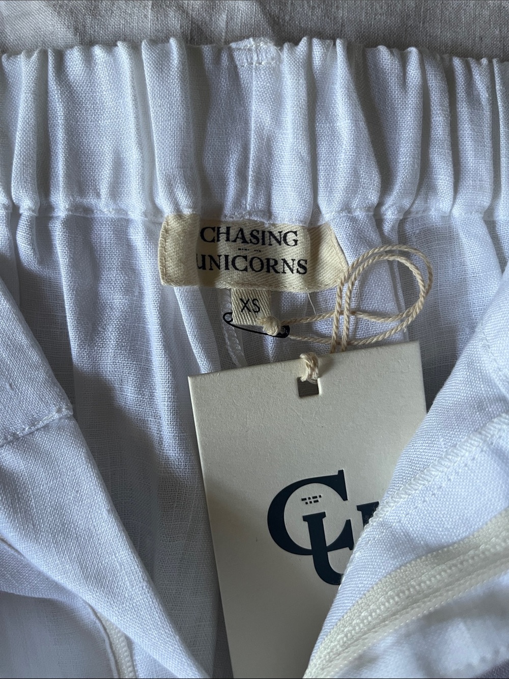 Chasing Unicorns βοΈ White Linen Cutwork Embroidery Wide Leg Trousers sz XS/Small - Picture 7 of 16